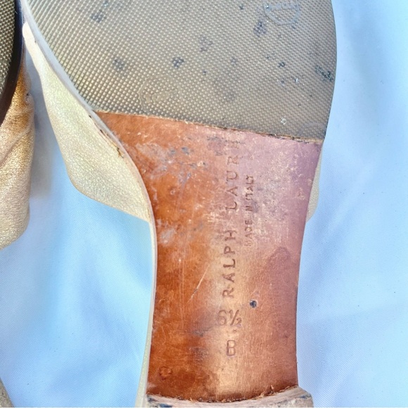 RALPH LAUREN PURPLE LABEL | KNOTTED GOLD LEATHER METALLIC SLIDE SANDAL SIZE 6.5 - Picture 5 of 6